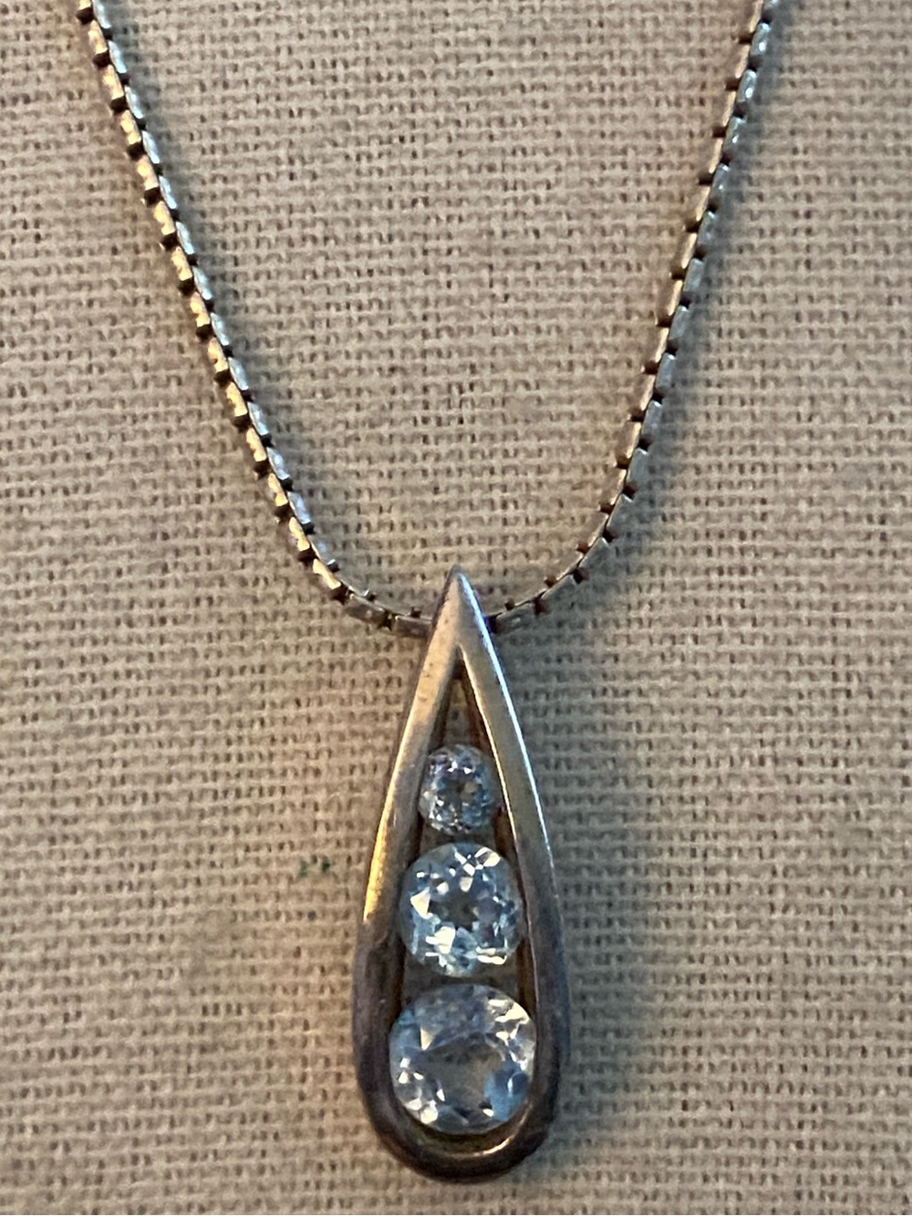 Sterling Silver Blue Topaz Pendant Necklace 18” 925